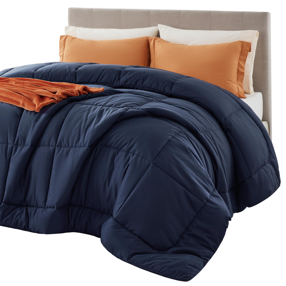 Bedsure vue avant de la couette bleu marine montrant l'aspect fini et élégant