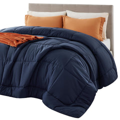 Bedsure vue avant de la couette bleu marine montrant l'aspect fini et élégant