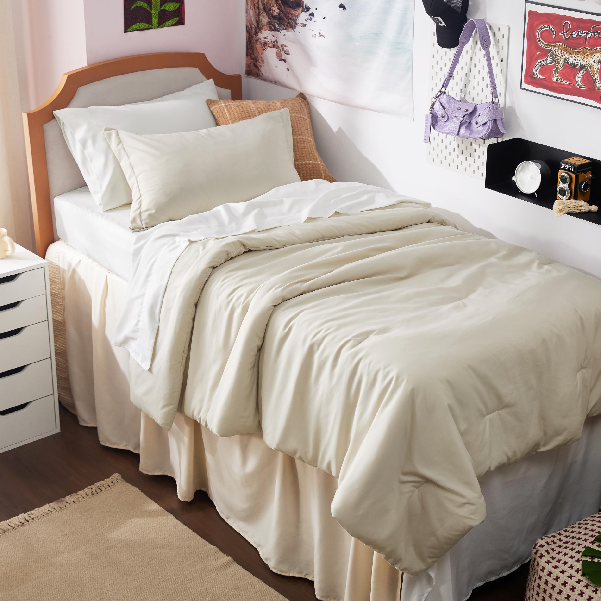 Bedsure vue avant de l'ensemble beige montrant design dual-tone et élégance