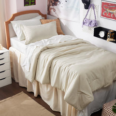Bedsure vue avant de l'ensemble beige montrant design dual-tone et élégance
