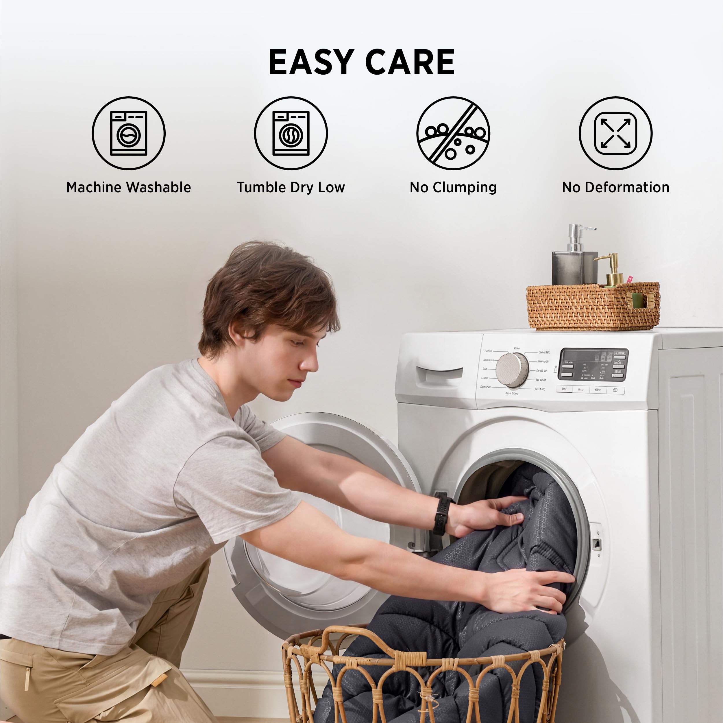 Bedsure étiquette d'entretien, instructions simples pour lavage