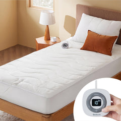 Bedsure vue avant du chauffe-matelas posé, démontre chaleur et confort