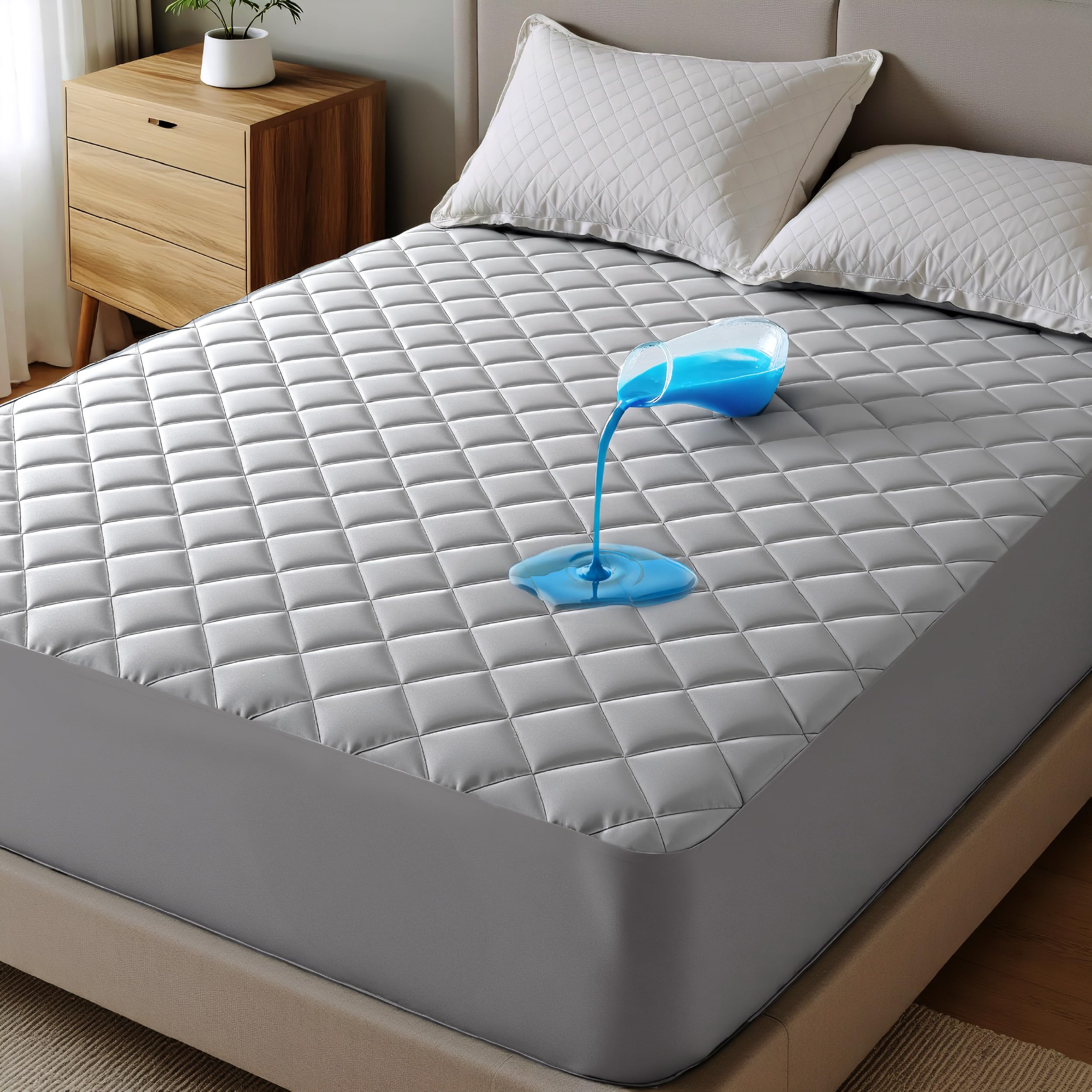Bedsure face avant montrant le protège-matelas queen pour protection et confort