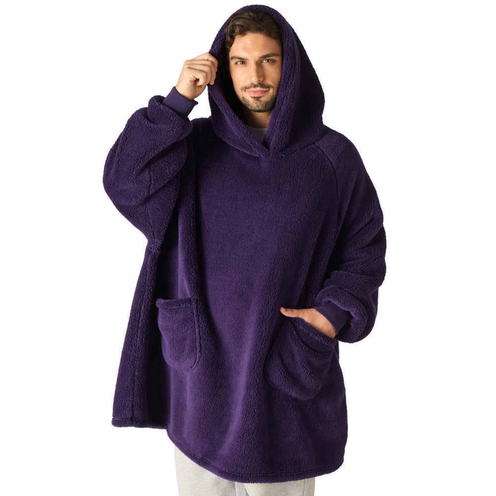 Bedsure vue avant du hoodie violet foncé avec coupe oversize et capuche