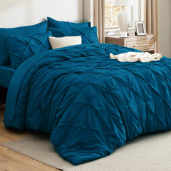 Bedsure vue avant de la parure Queen teal montrant élégance et confort