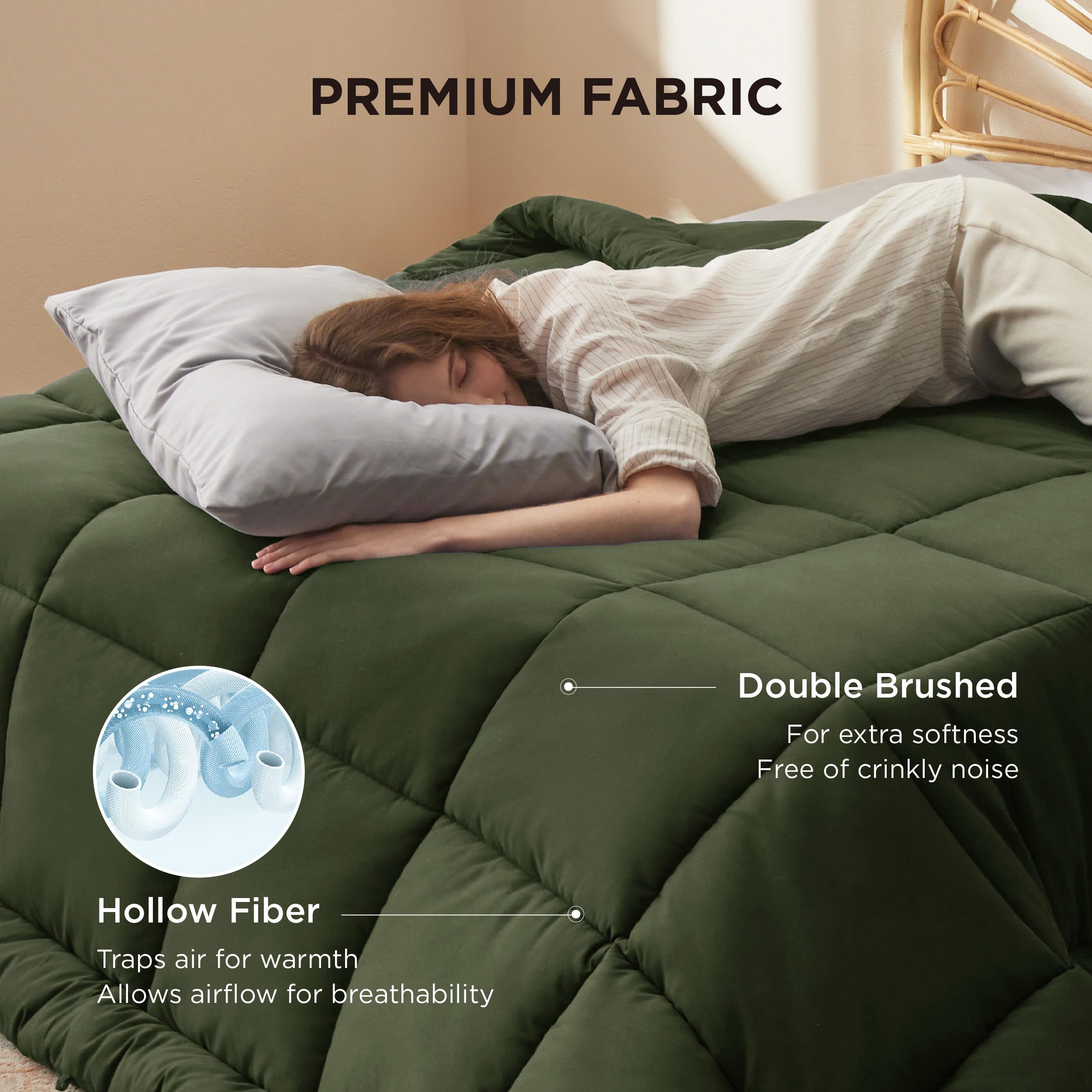 Bedsure garnissage GentleSoft gros plan indiquant moelleux durable
