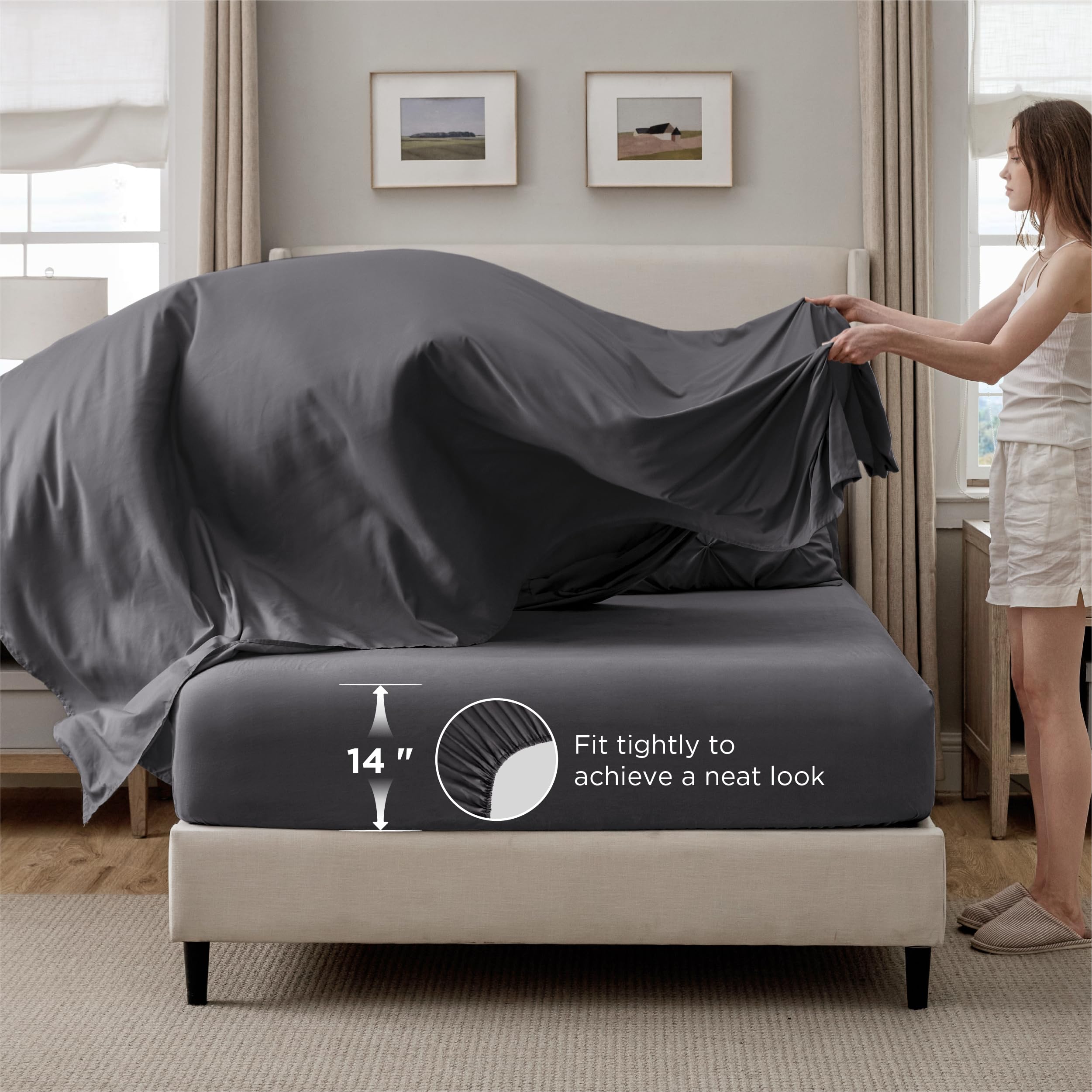 Bedsure vue du garnissage microfibre démontrant isolation légère et uniforme