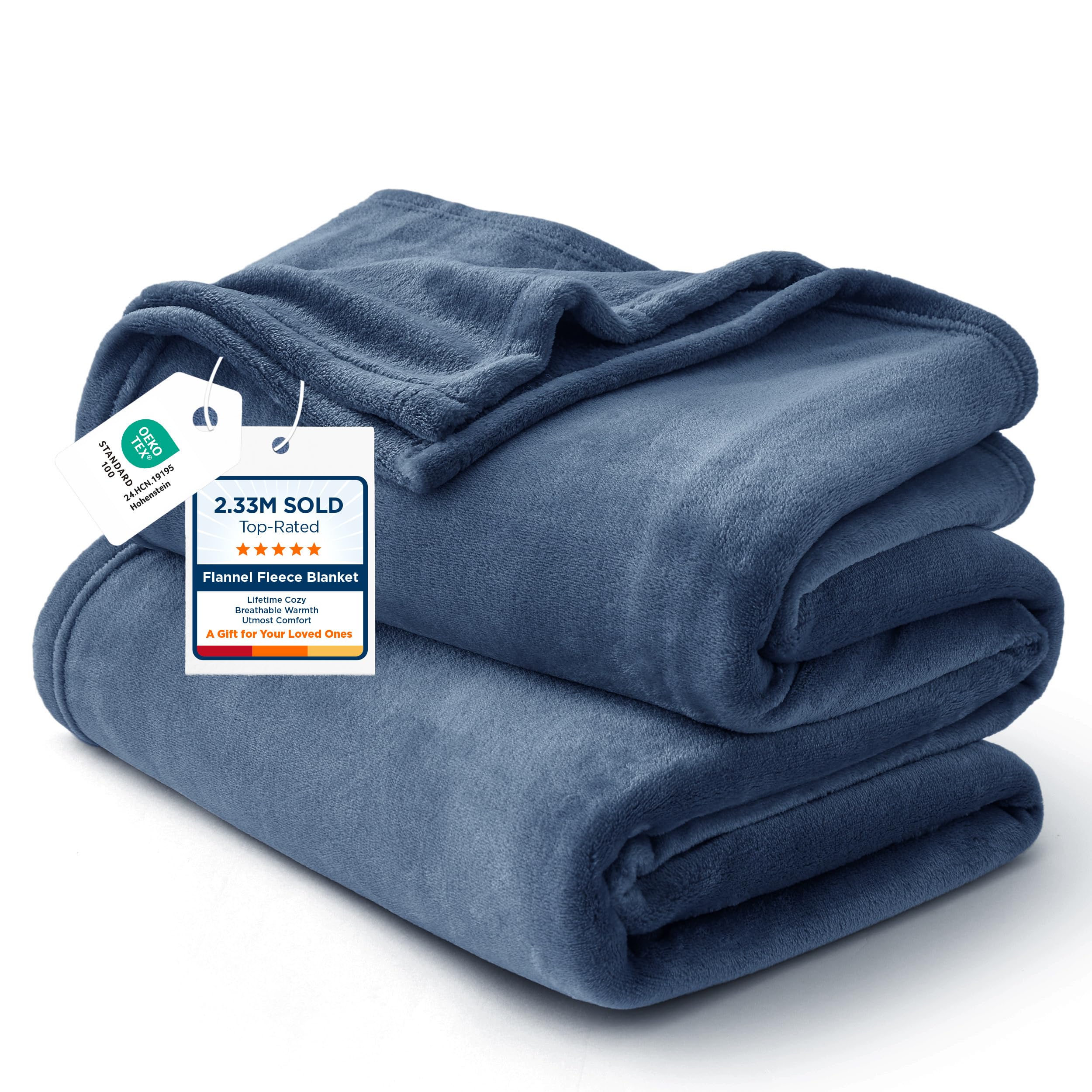 Bedsure couverture GentleSoft pliée vue avant, montre douceur et rangement pratique