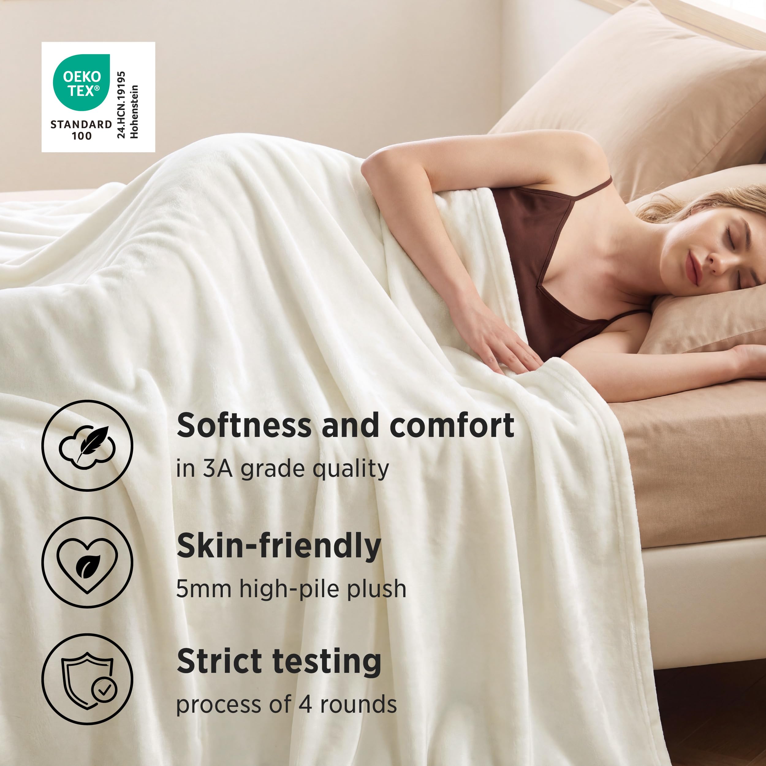 Bedsure GentleSoft drapé sur un lit queen offrant chaleur et style
