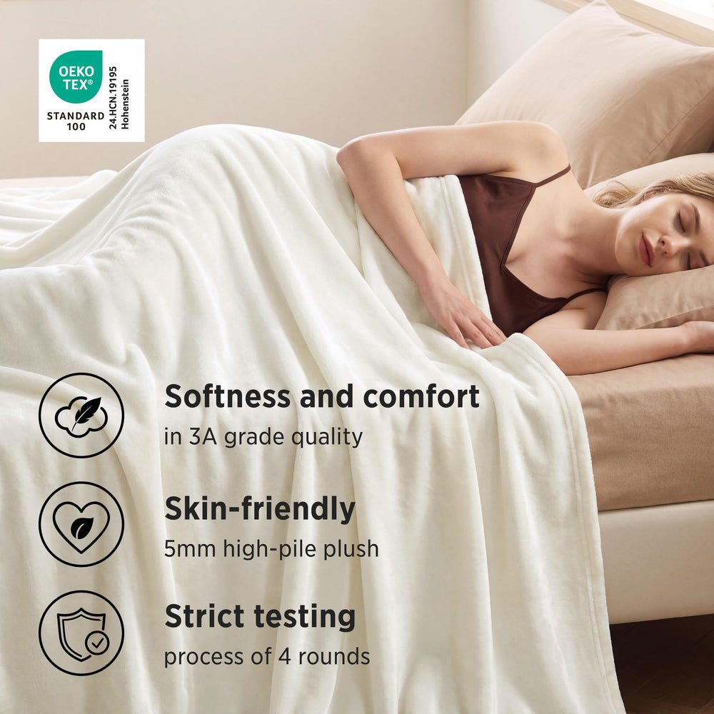 Bedsure GentleSoft drapé sur un lit queen offrant chaleur et style