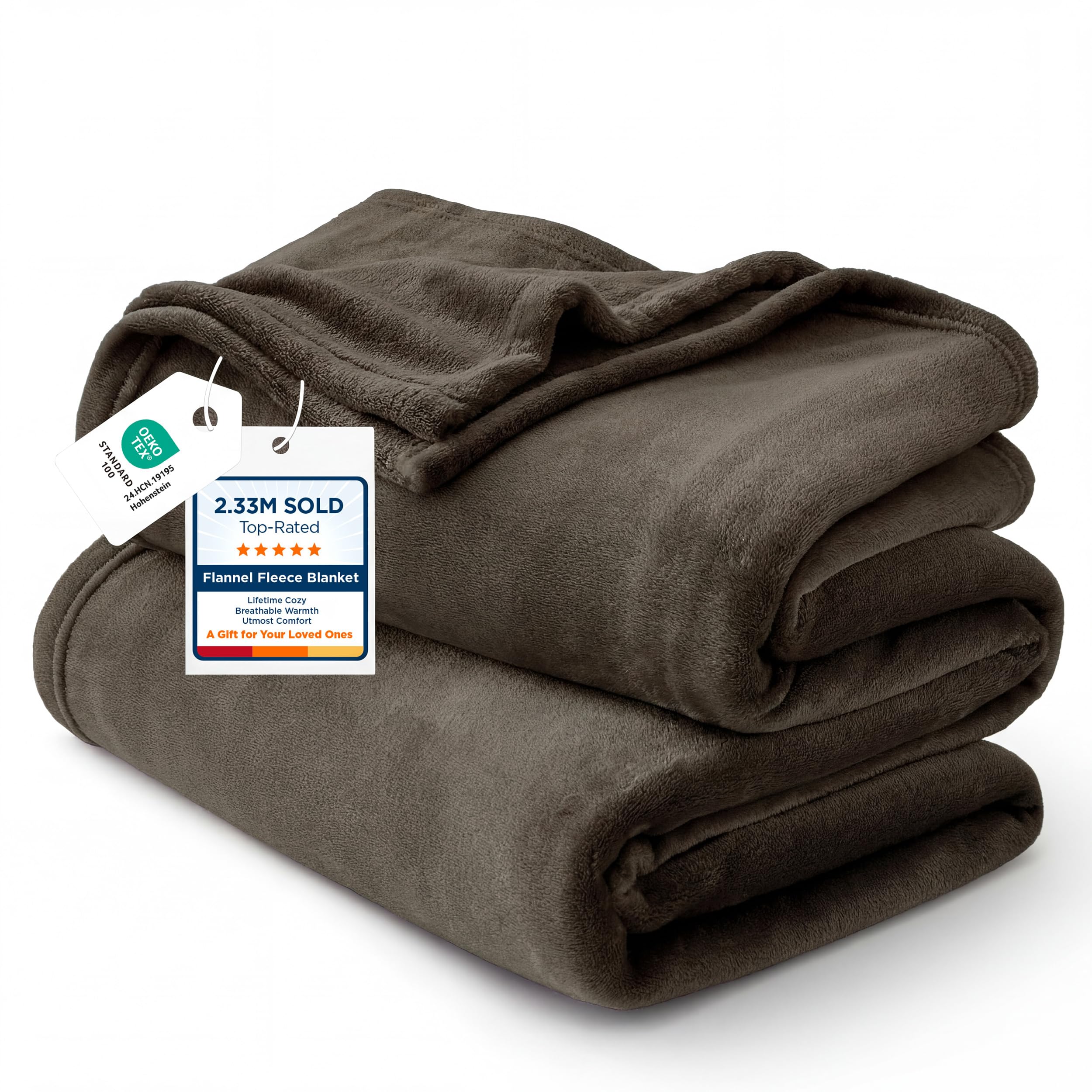 Bedsure couverture face avant montrant couleur marron et présentation soignée