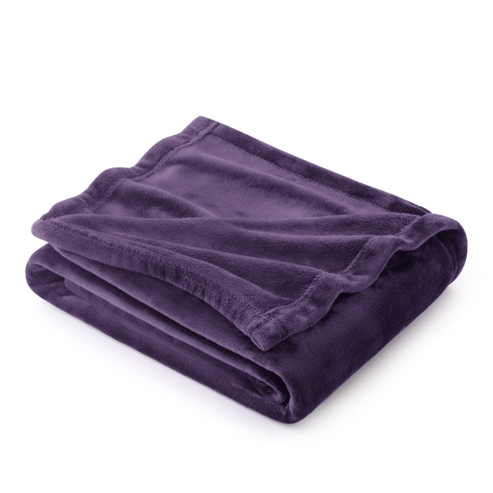 Bedsure GentleSoft face avant montrant couleur violet et étiquette, apport cosy