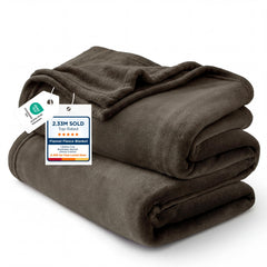 Bedsure couverture face avant montrant couleur marron et présentation soignée