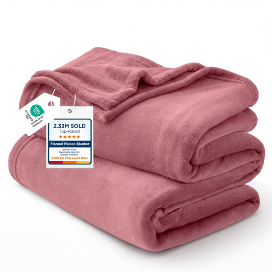 Bedsure GentleSoft vue d'ensemble dusty rose montrant la taille king et confort