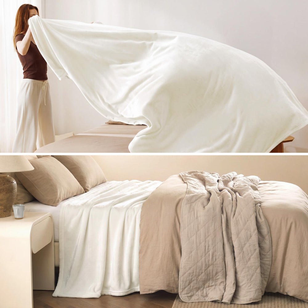 Bedsure GentleSoft posé sur canapé pour une ambiance cosy et accueillante