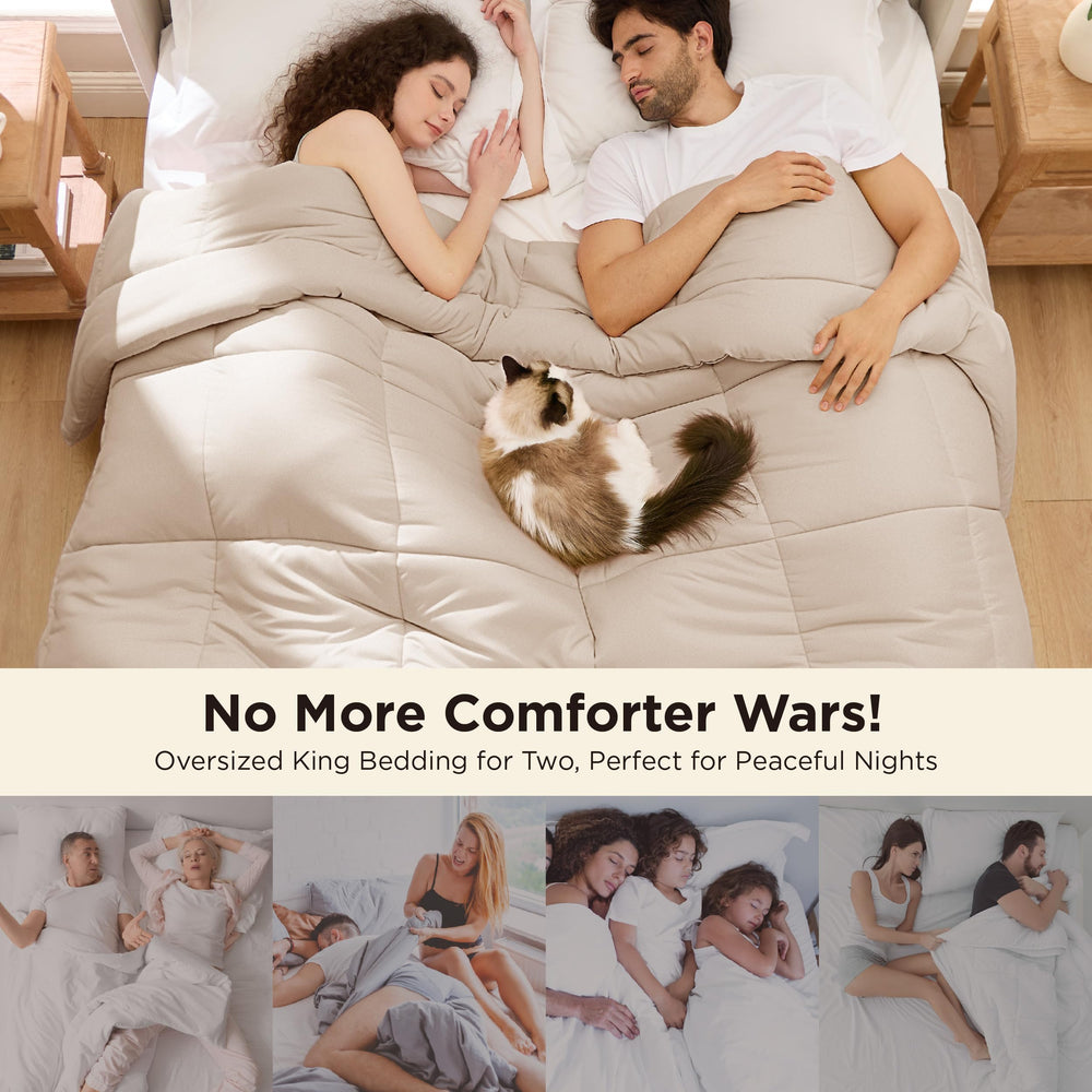 Bedsure couette étalée montrant gonflant et confort moelleux immédiat