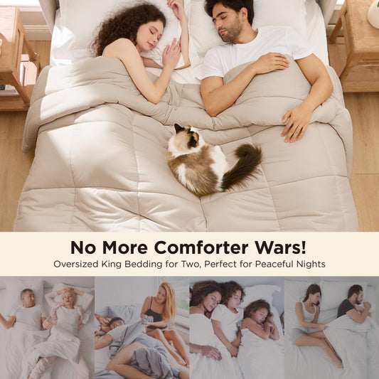 Bedsure couette étalée montrant gonflant et confort moelleux immédiat