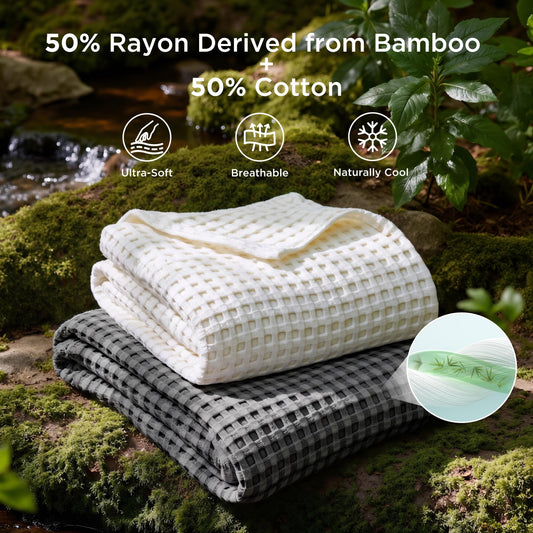 Bedsure gros plan texture gaufrée montrant respirabilité et confort