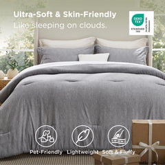 Gros plan du tissu microfibre brossée Bedsure illustrant douceur et toucher soyeux