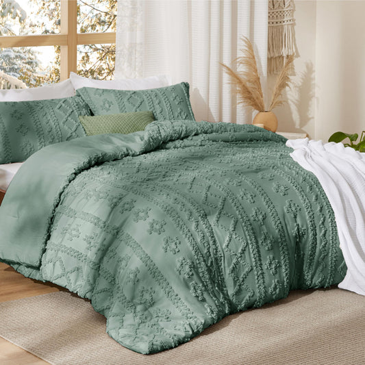 Bedsure gros plan des tufts brodés montrant relief décoratif durable