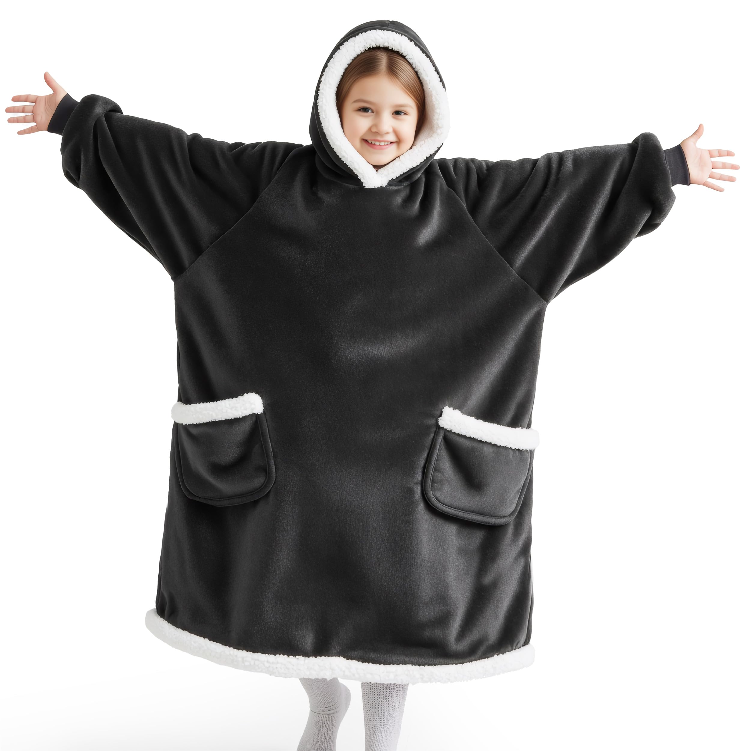 Bedsure hooded blanket enfant face avant montrant chaleur et confort