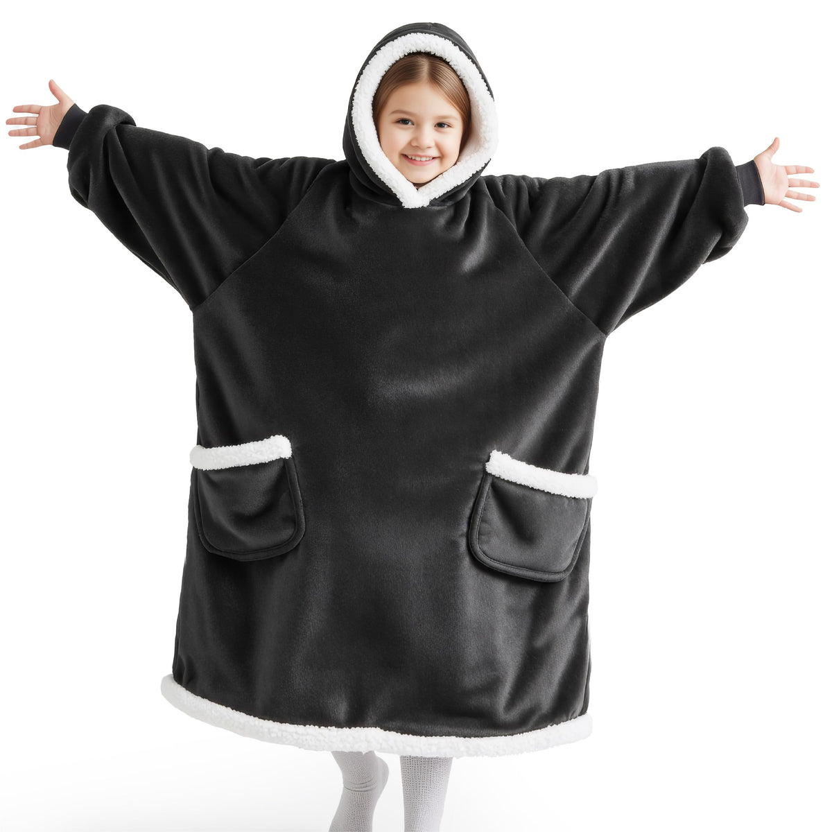 Bedsure hooded blanket enfant face avant montrant chaleur et confort