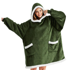 Bedsure hoodie face avant olive montrant coupe confortable et chaleur
