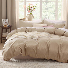 Bedsure housse face avant beige clair montrant design et finition élégante