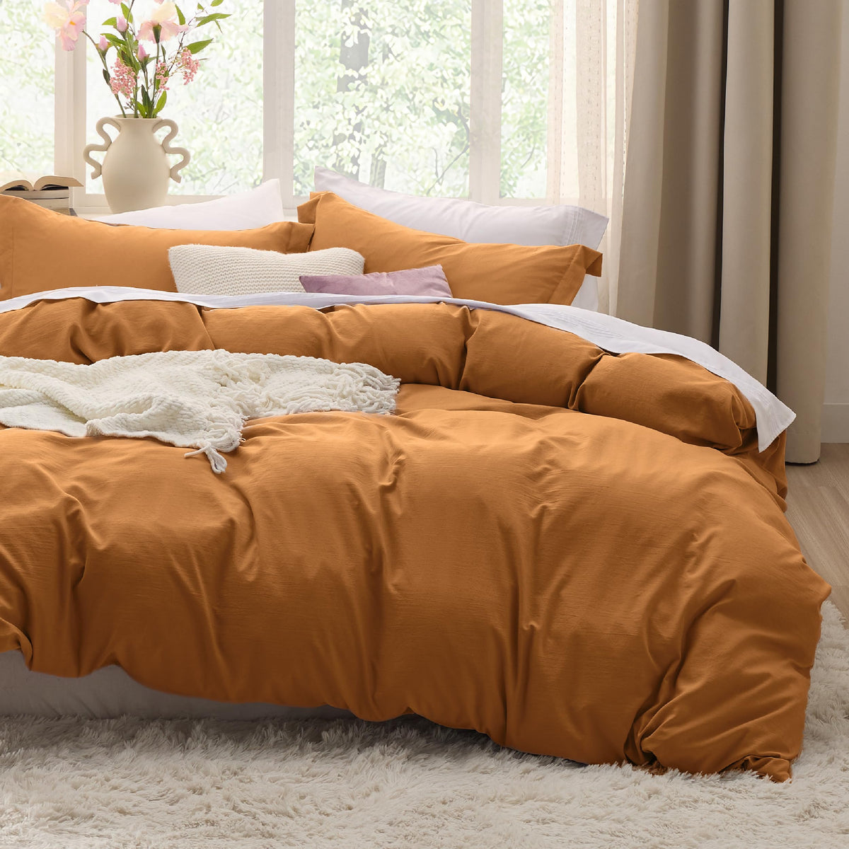 Bedsure housse de couette or face avant mettant en valeur l'aspect cosy