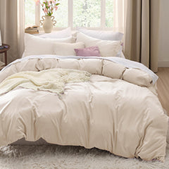 Bedsure housse de couette face avant crème pour un lit apaisant
