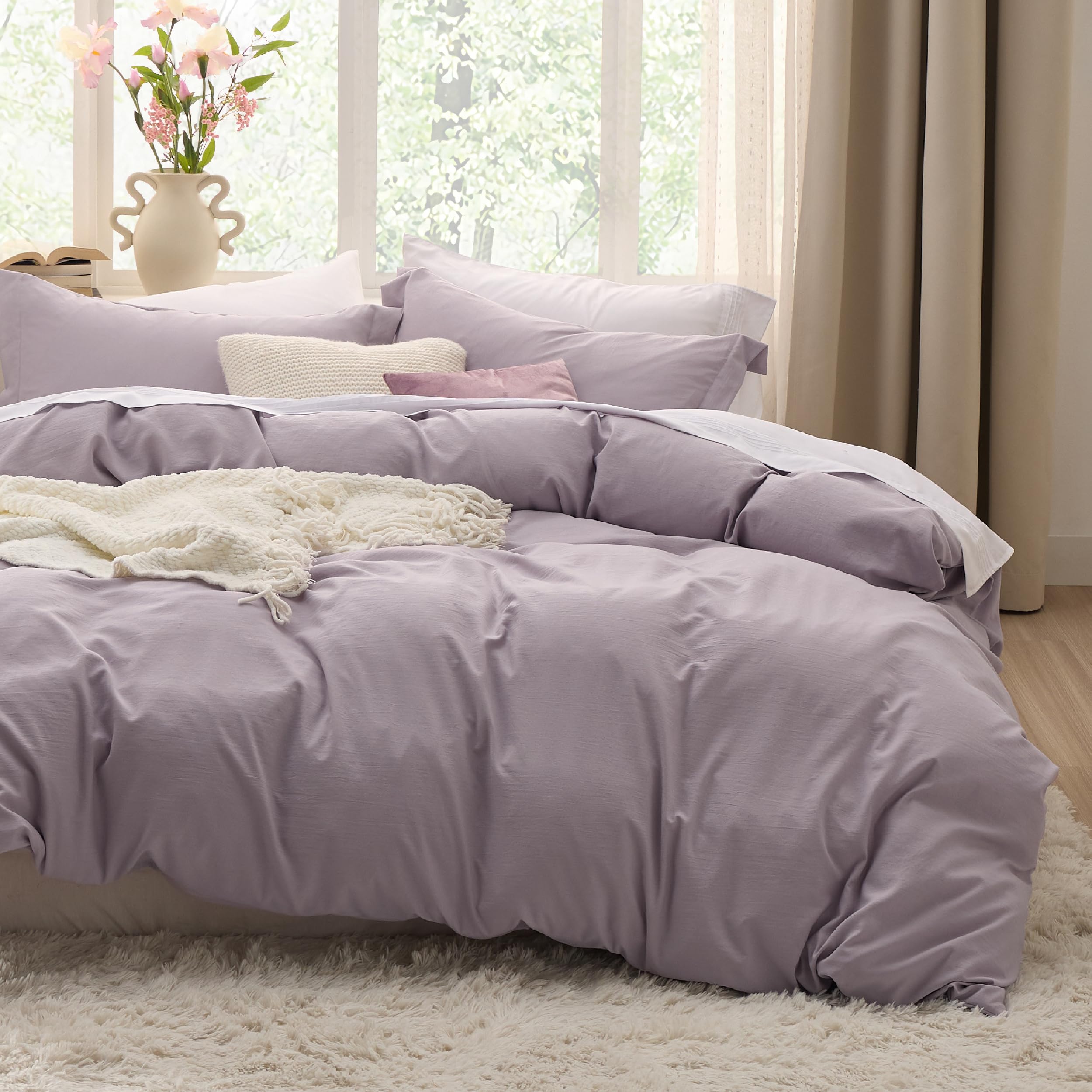 Bedsure housse de couette lilas face entière, look apaisant et moderne