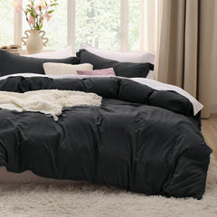 Bedsure vue avant de la housse king noire pour un look moderne