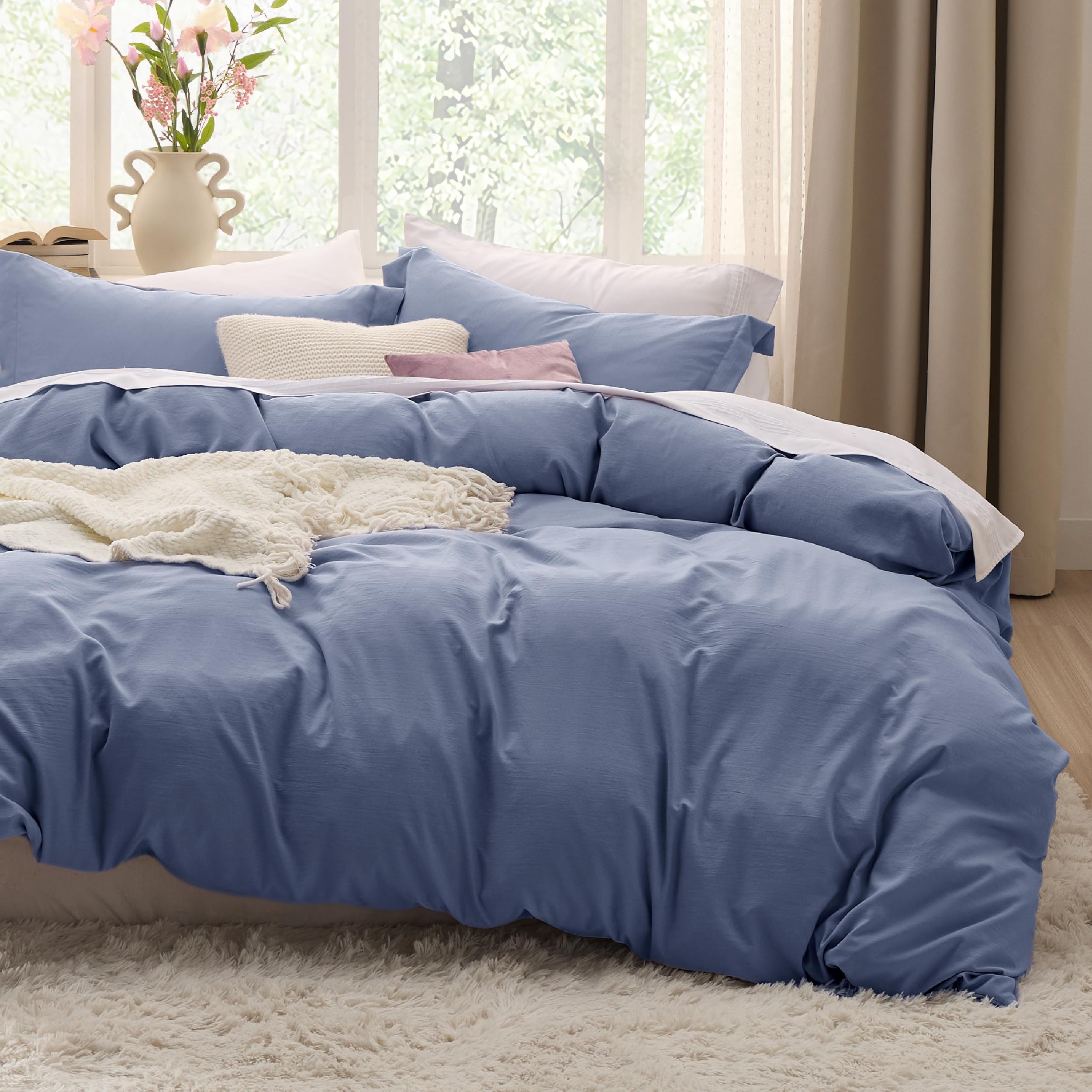 Bedsure housse de couette king vue de face montrant fini lisse et moderne