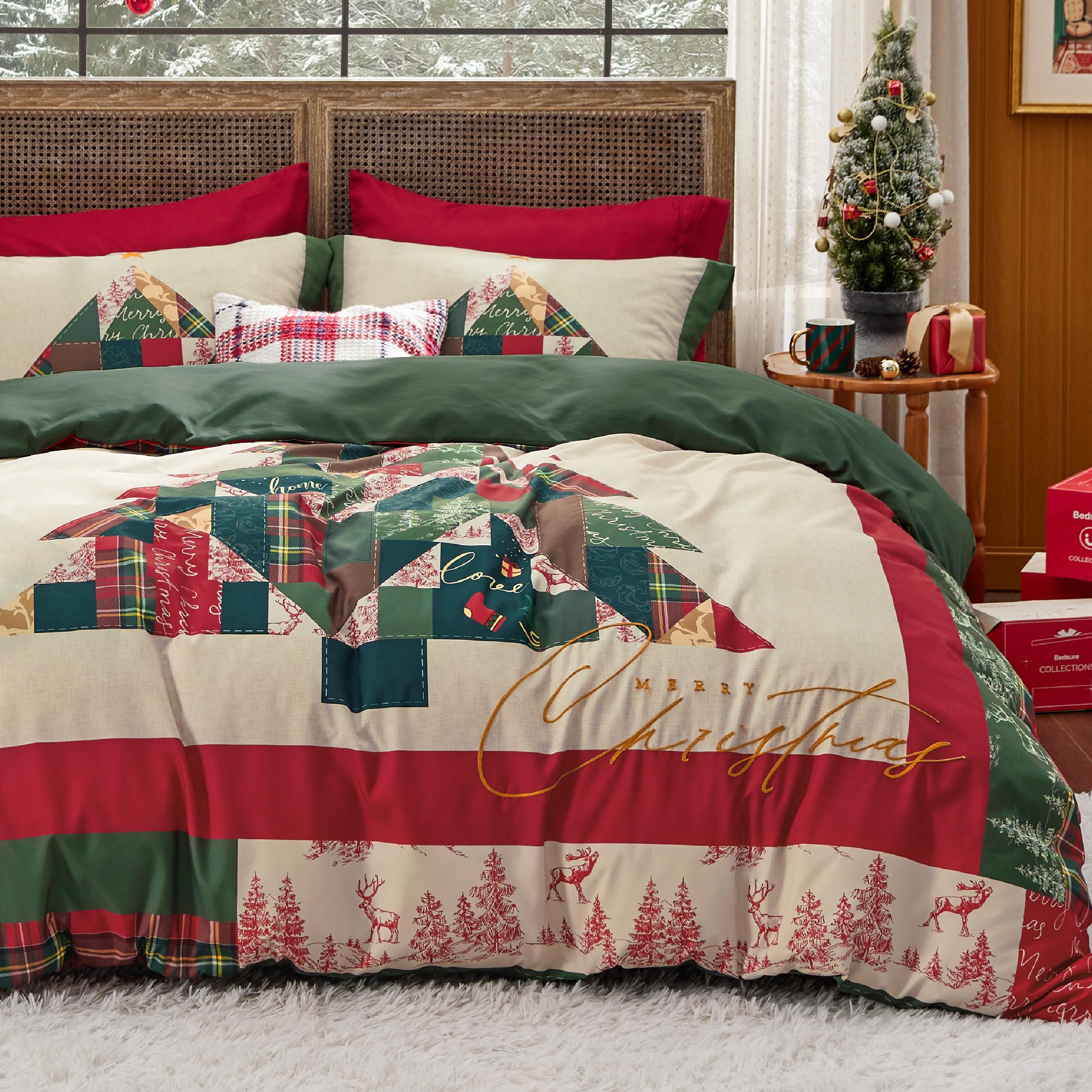 Bedsure housse de couette face avant motif arbre de Noël, apporte ambiance festive