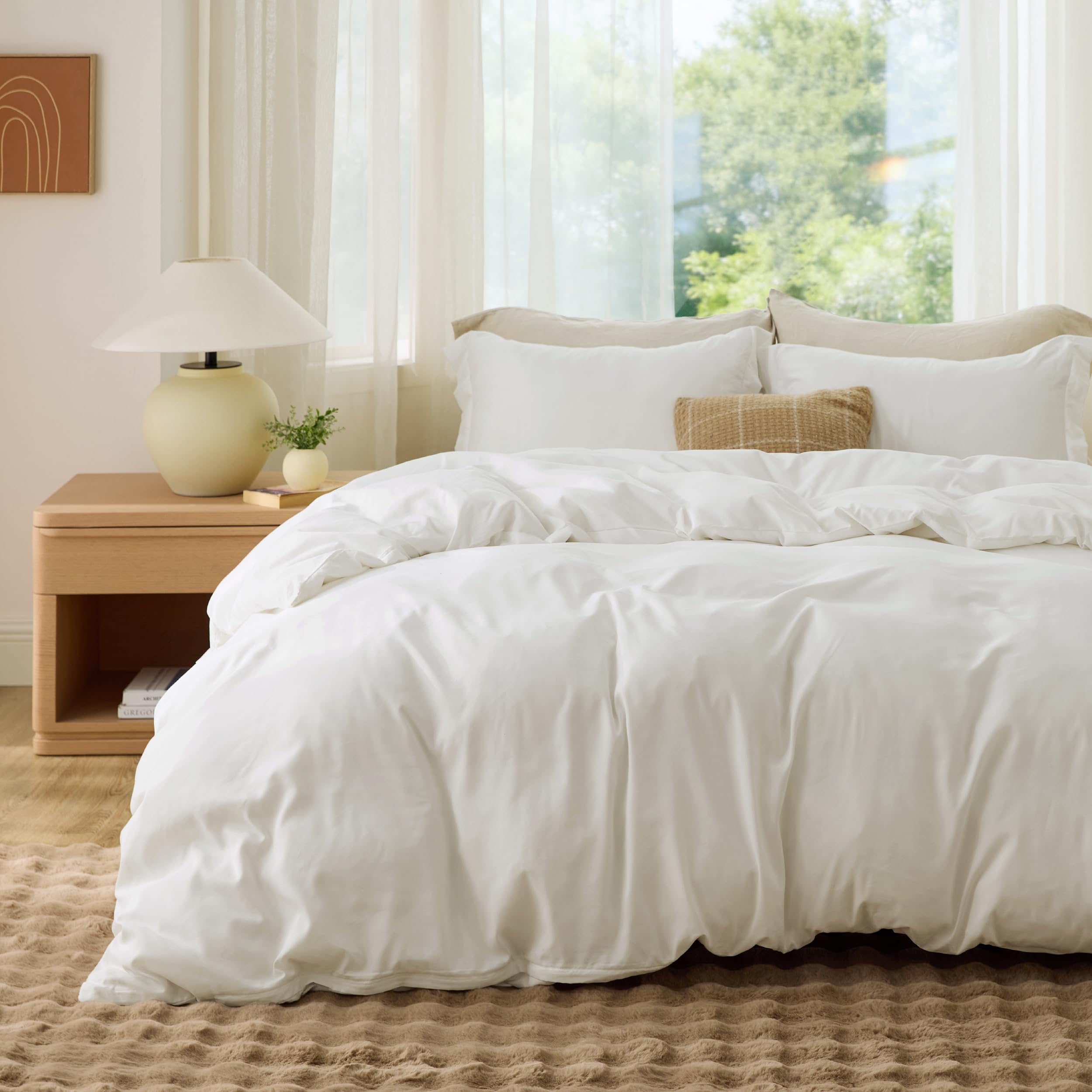 Bedsure housse de couette face entière montrant un fini soyeux et confortable