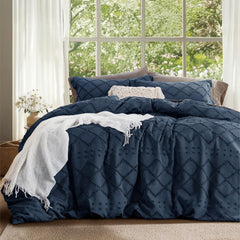 Bedsure housse de couette avant emballage montrant couleur navy et finition