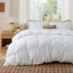 Bedsure housse de couette devant blanc, aspect net et apaisant