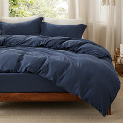 Bedsure housse de couette face avant marine montrant le design et maintien