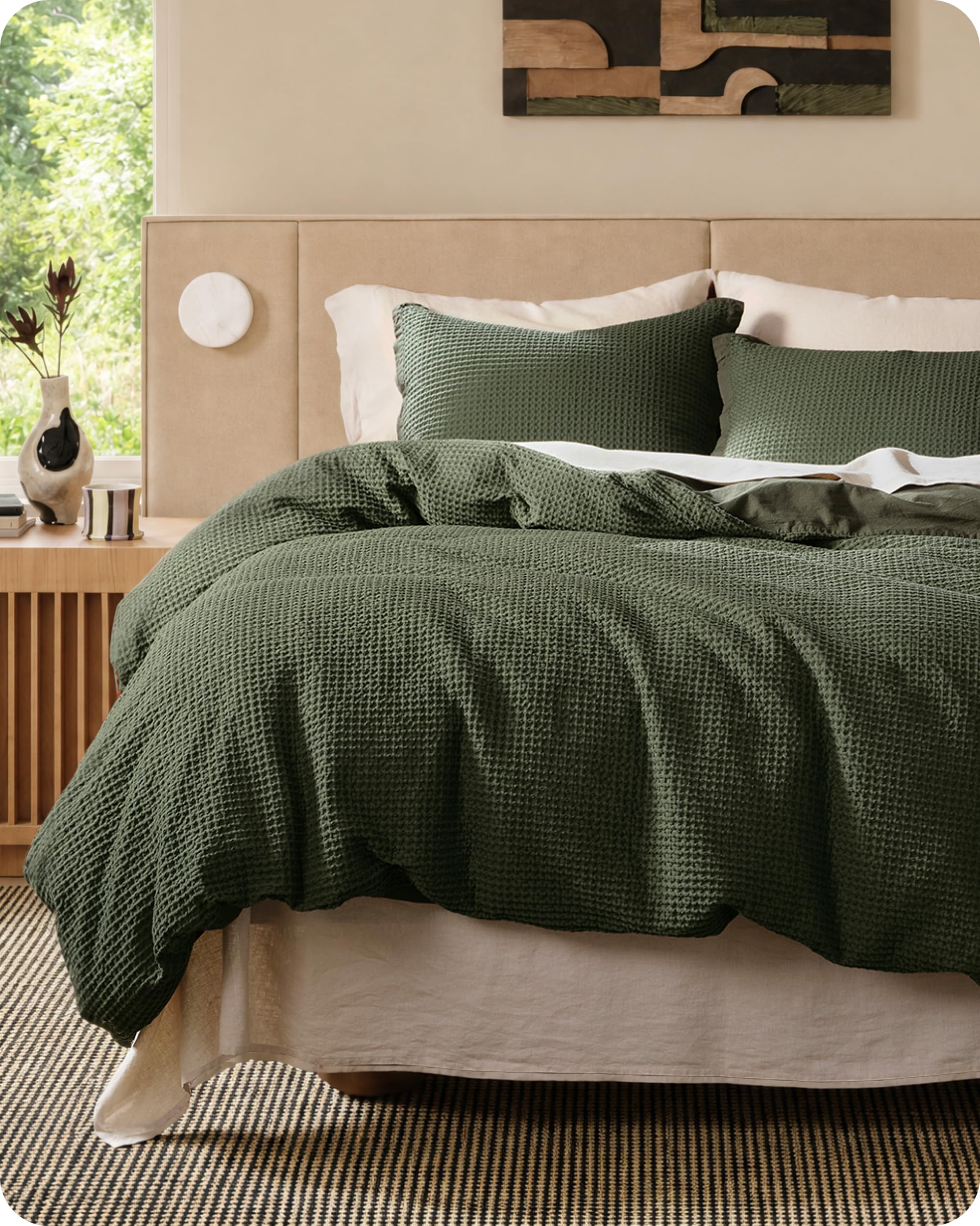 Bedsure housse de couette king vue frontale montrant l'effet texturé et style épuré