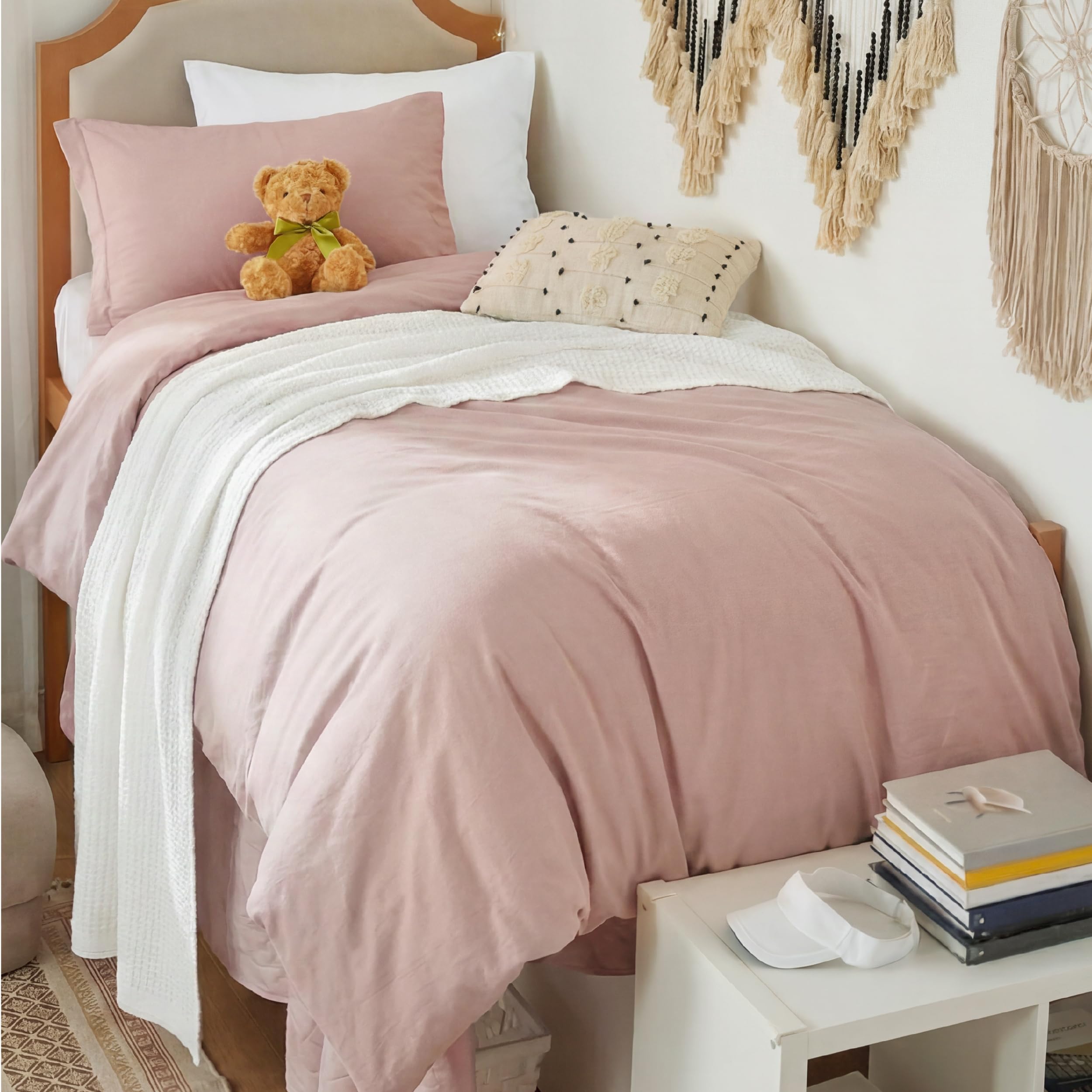 Bedsure housse de couette Rose Pink vue frontale, apporte douceur visuelle