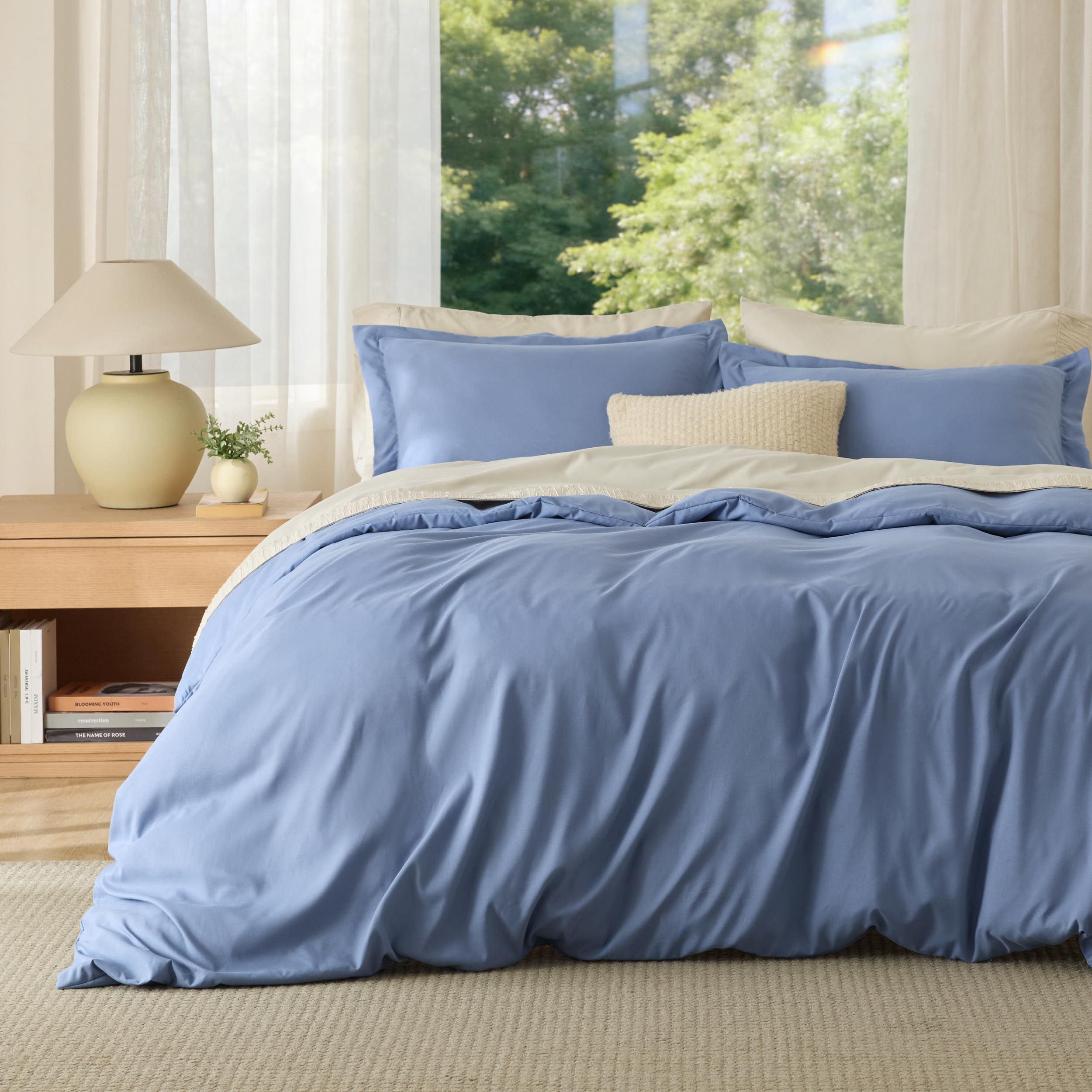 Bedsure housse de couette face avant slate blue élégance et protection visuelle