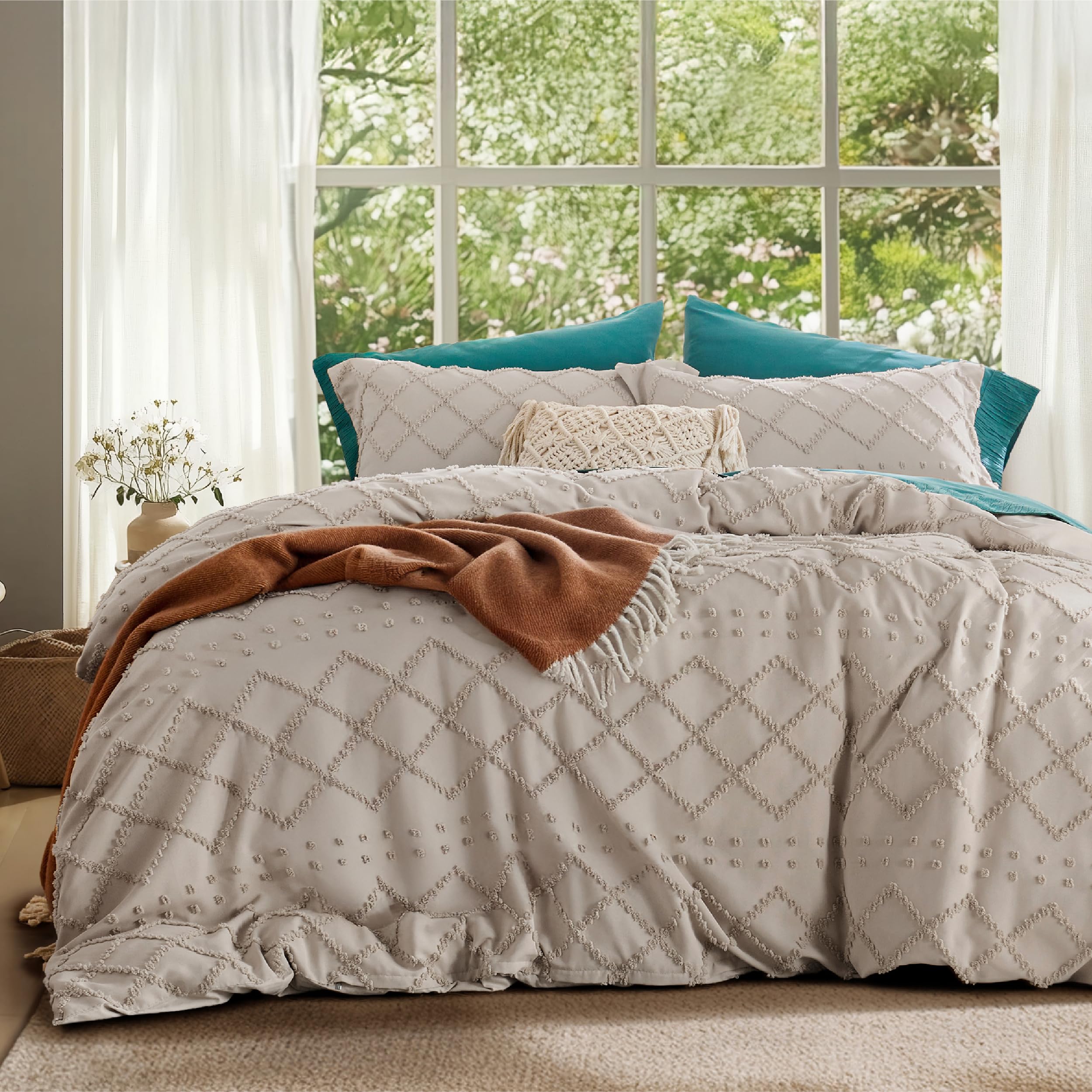 Bedsure housse de couette king packaging élégant, met en valeur le style bohème