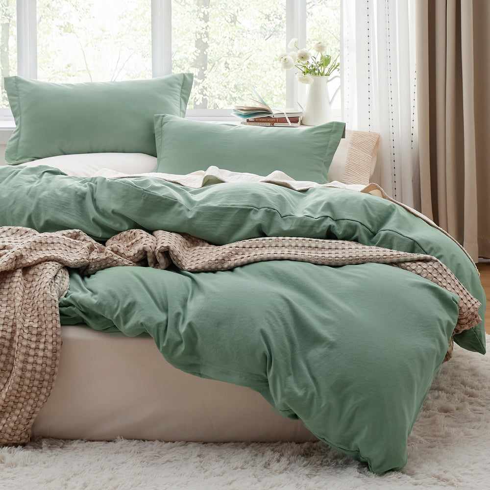 Bedsure housse de couette face avant vert sauge, aspect apaisant