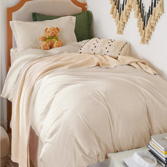 Bedsure housse de couette devant montre finition et couleur crème, confortable