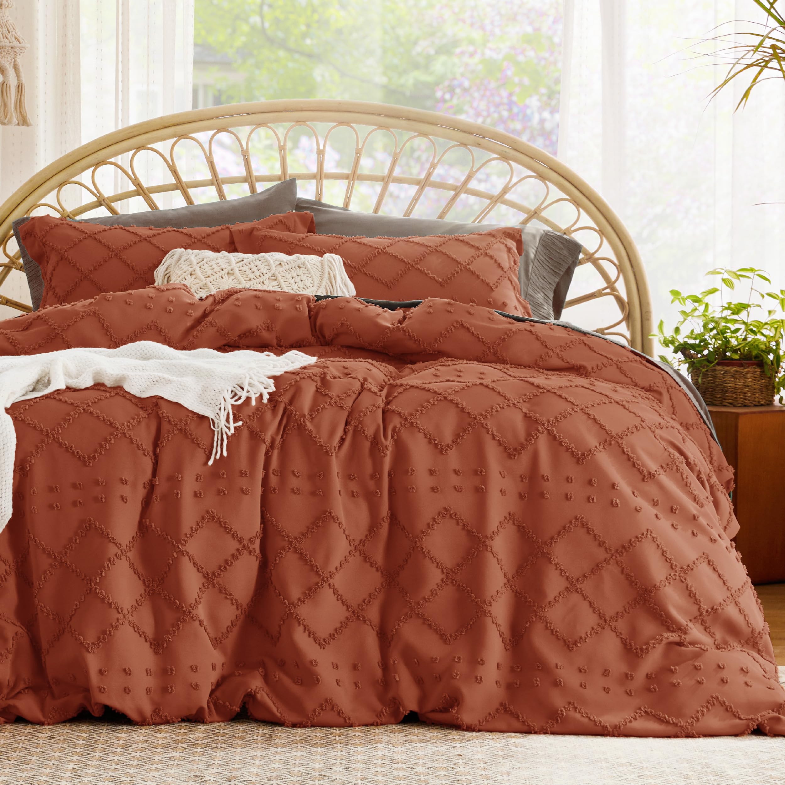 Bedsure housse Terracotta vue de face montrant l'effet décoratif et accueillant