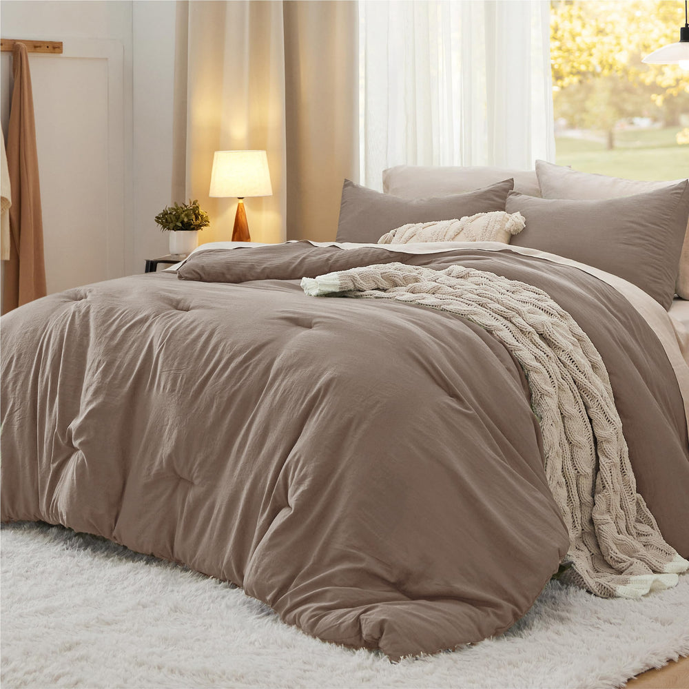 Bedsure couette face avant montrant design marron et finition élégante
