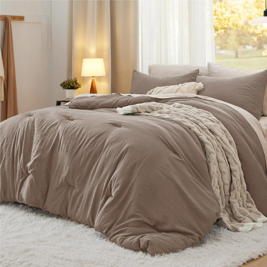 Bedsure couette face avant montrant design marron et finition élégante