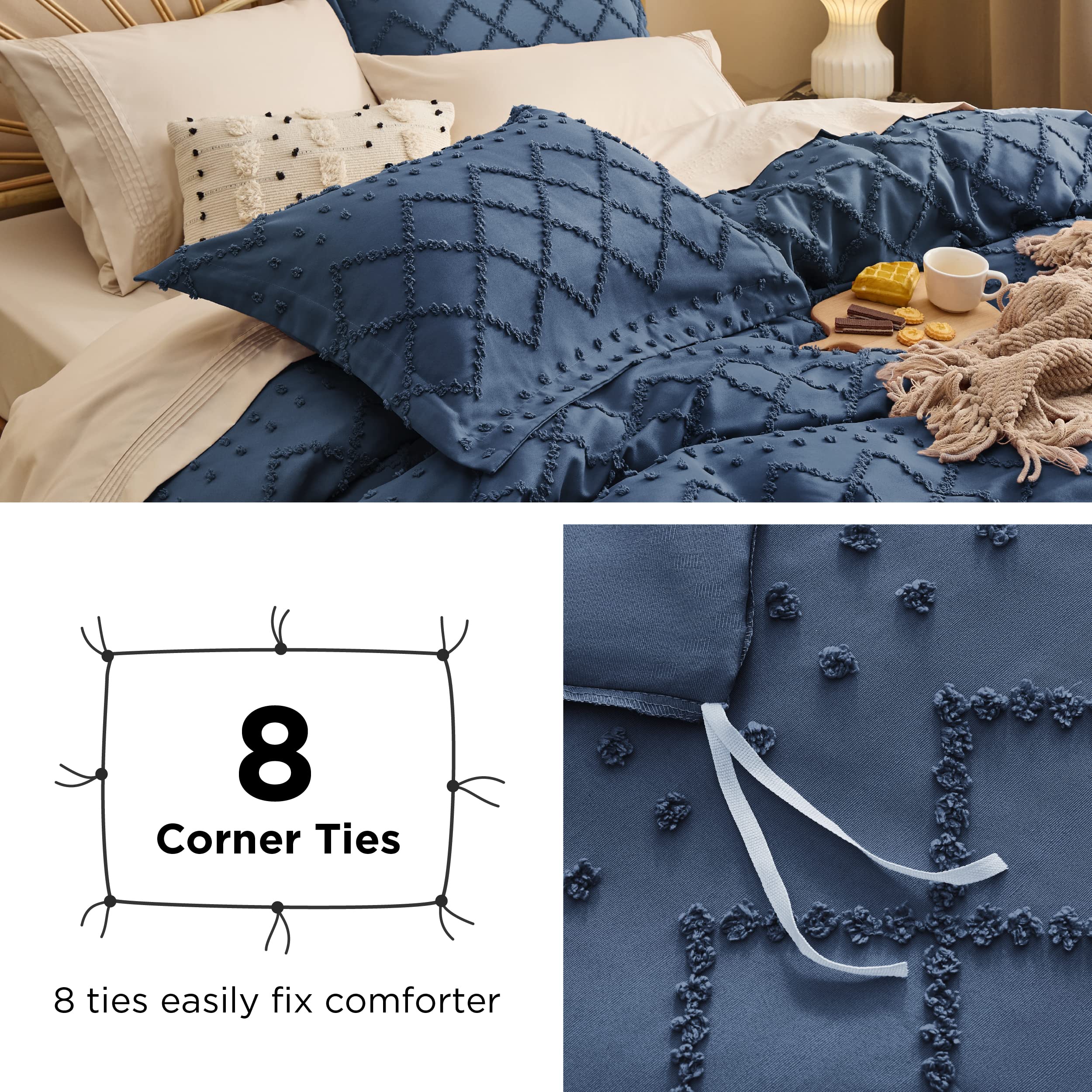 Bedsure scène lifestyle navy montrant harmonie déco et confort visuel