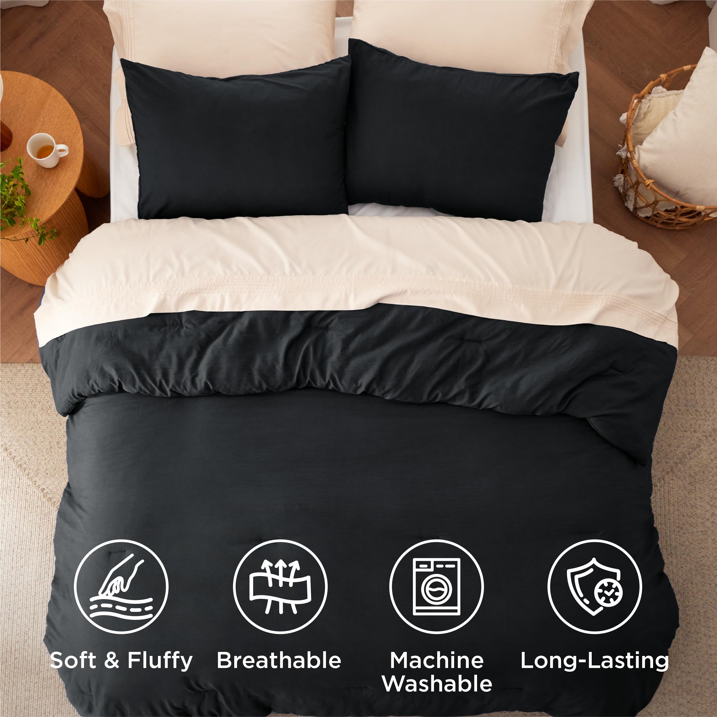 Bedsure parure en usage sur un lit double illustrant tenue et style quotidien