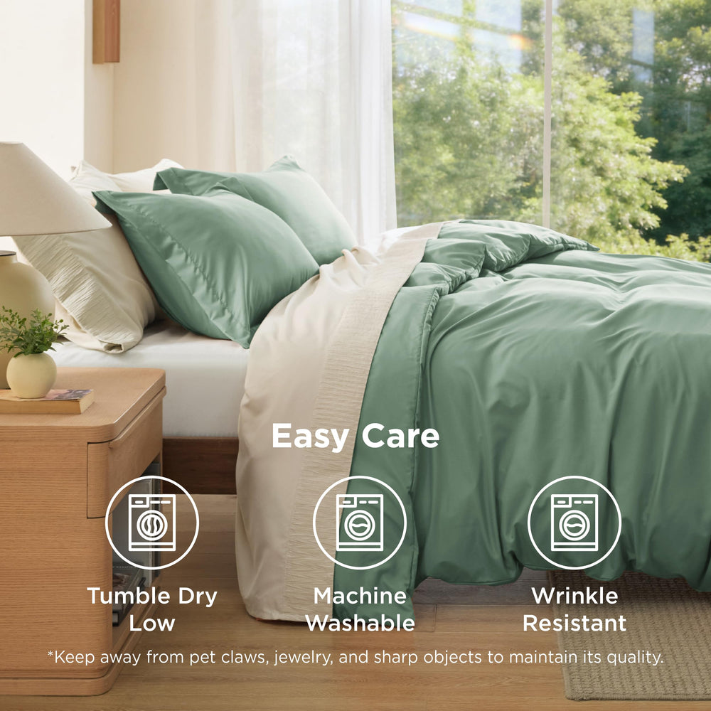 Bedsure housse en machine illustrant entretien facile et séchage sûr